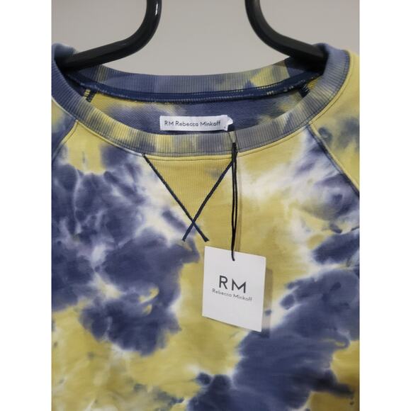 RM Rebecca Minkoff Terry Crew Pullover Top Size M Mustard Tie Dye A474354 NWT - Picture 4 of 9